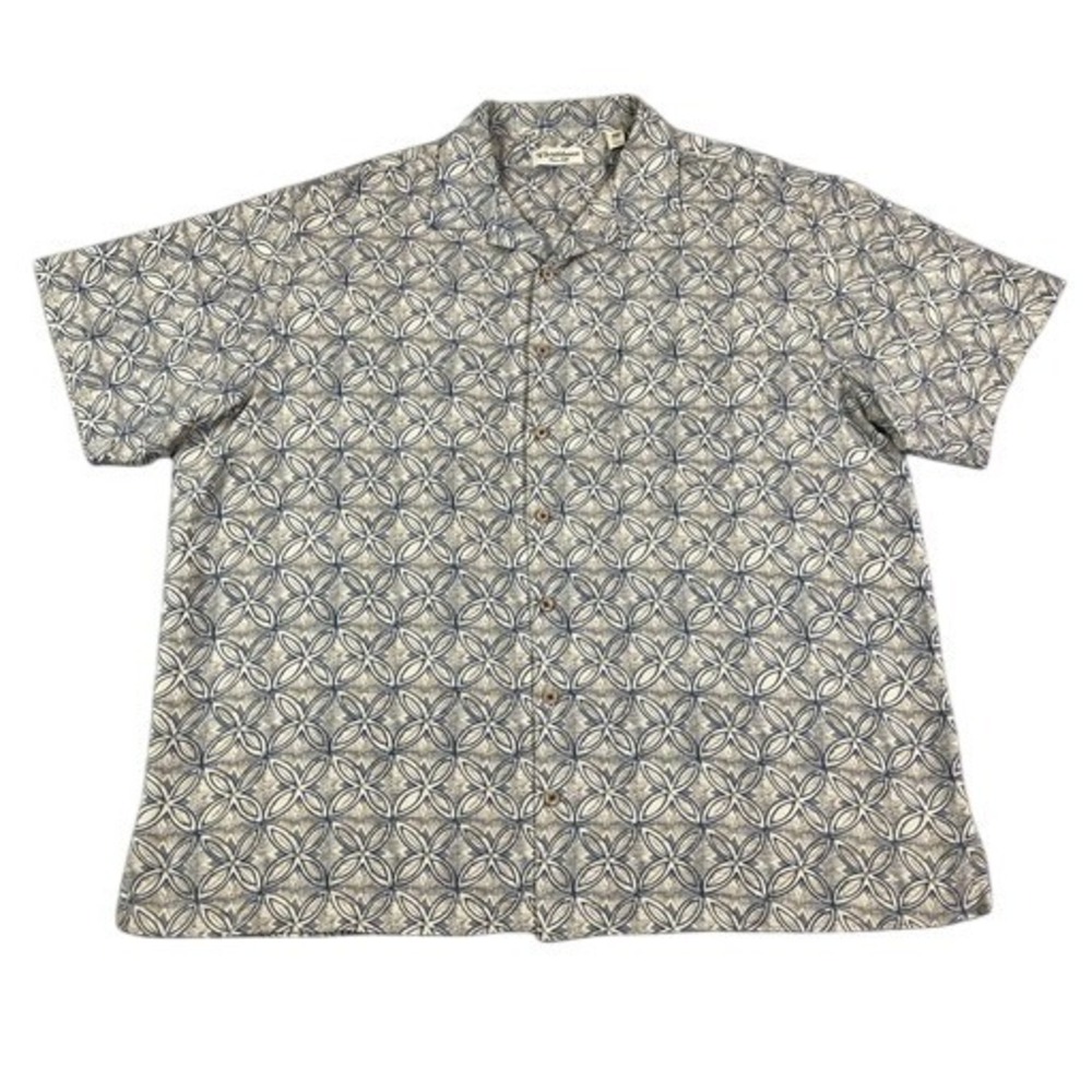 Caribbean Pure Silk Mens 2XB Short Sleeve Button Up Hawaiian Shirt Beach Relax